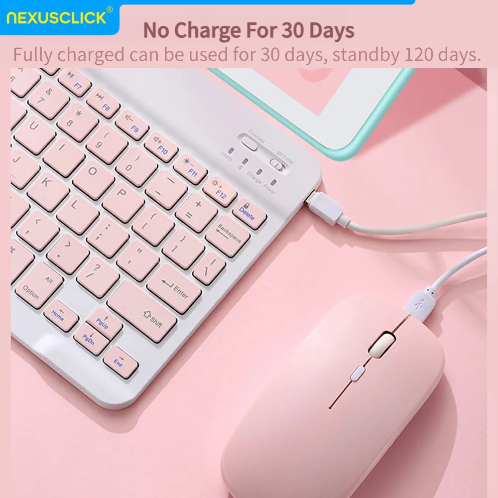 NexusClick Bluetooth Keyboard and Mouse For iPad Xiaomi Samsung Huawei Phone,Slim Mini Wireless Keyboard For Android IOS Windows product view