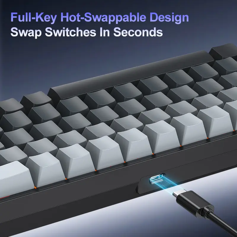 APAYADO A68 Wired Mechanical Keyboard Compact Layout Hot Swappable Blue/Red Switches RGB Backlight Full Key Rollover Type-C product view