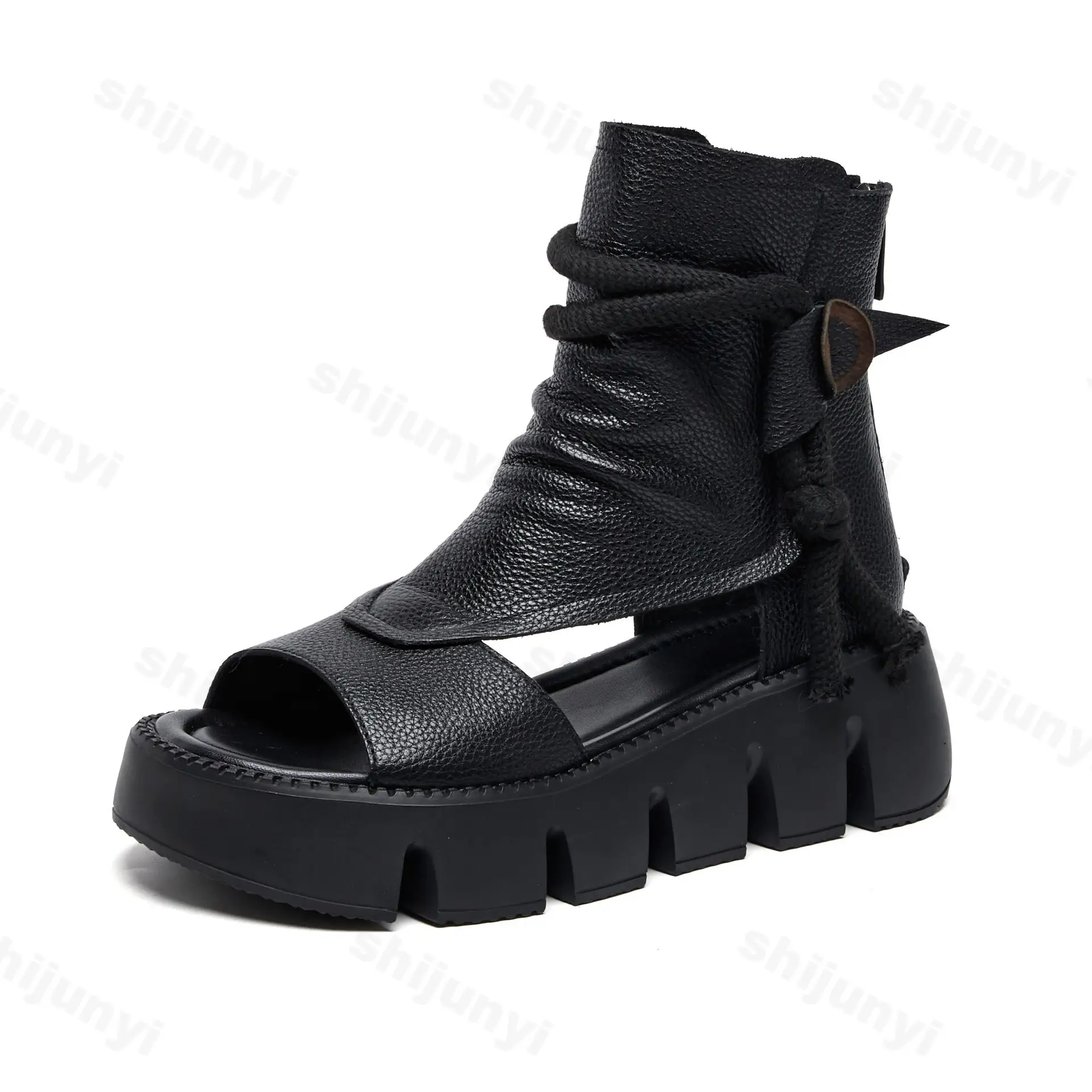 Thick Sole Roman Style Cool Boots for Women Summer 2025 New Fashion Comfortable Slope Heel High Top Versatile Fish Mouth Sandals product view