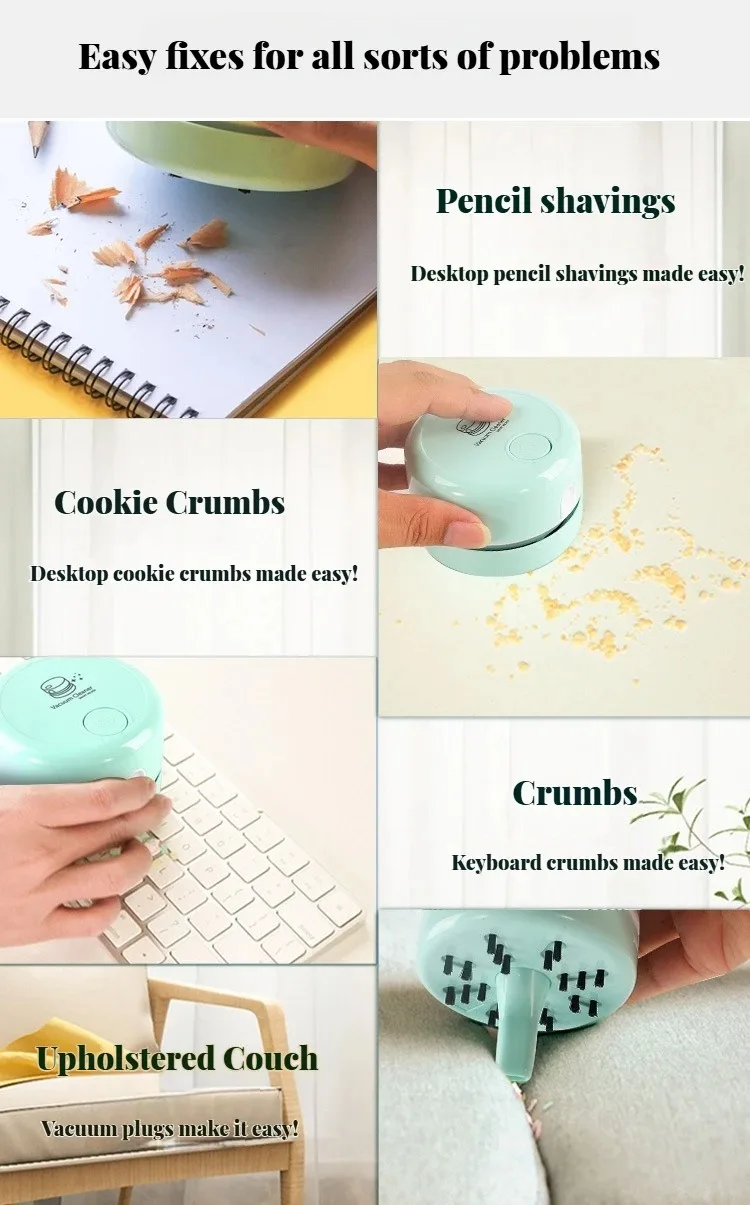 Portable Silent Mini Desktop Vacuum Cleaner for Keyboard Dust, Ideal Exquisite Gift for Home, Office, and Study Use detail