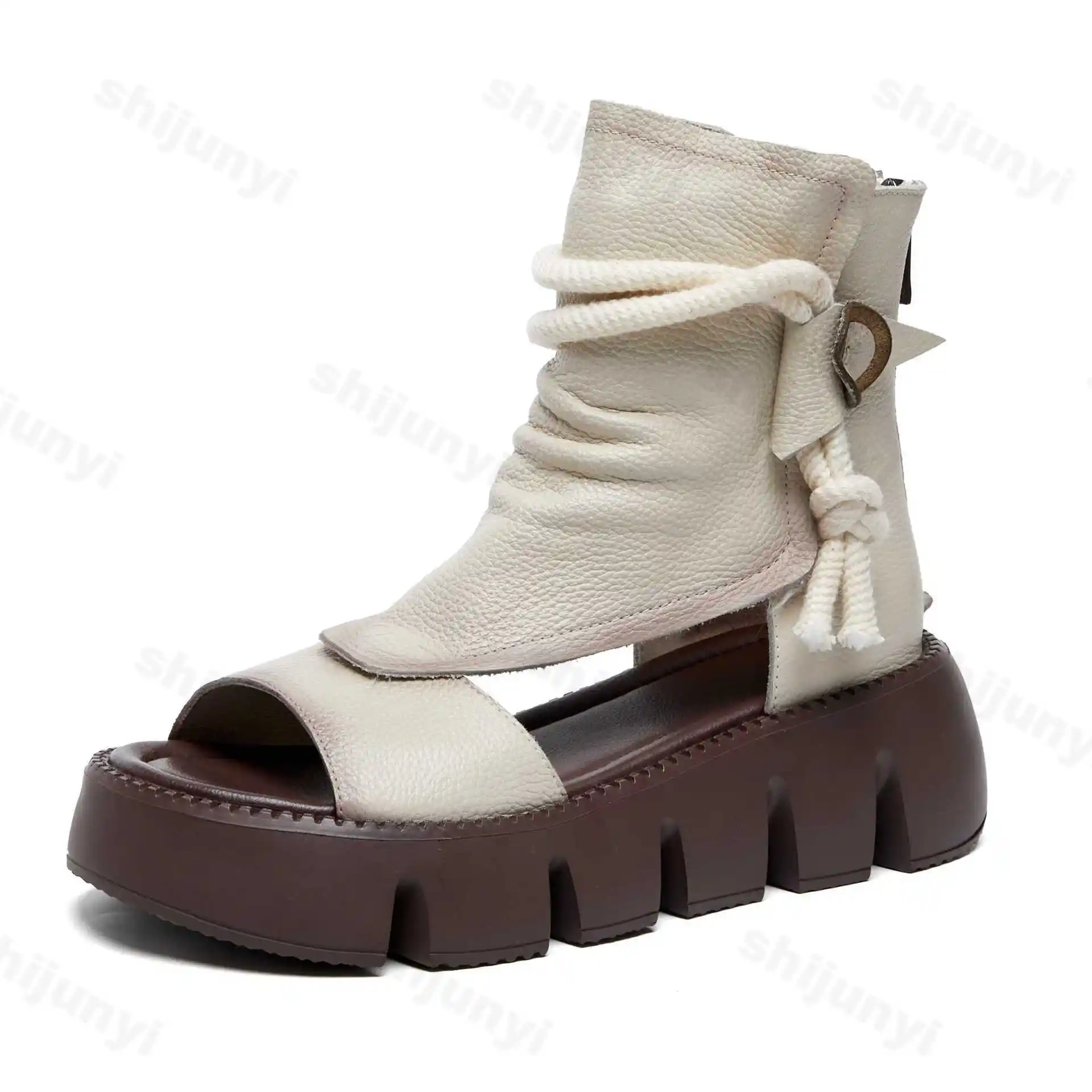 Thick Sole Roman Style Cool Boots for Women Summer 2025 New Fashion Comfortable Slope Heel High Top Versatile Fish Mouth Sandals product view