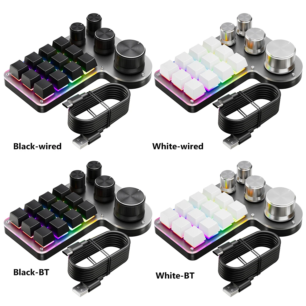 Programmable Customized Keyboard RGB 12 Keys 4 Knob Macro Keypad Hot-swap USB Wired/Bluetooth-Compatible Mechanical Keyboard detail