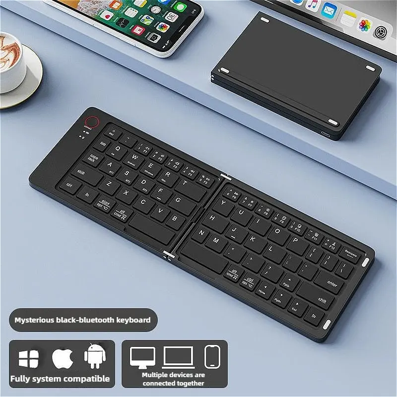 New Foldable Wireless Keyboard Slim Portable Bluetooth Keyboard Rechargeable Folding Keyboard for IOS Windows Android For Ipad product view