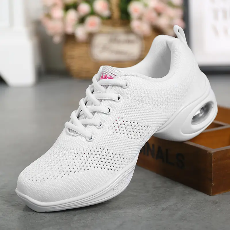 Women Mesh Dance Shoes Air Cushion Wedge Non Slip Lace Up Square Dance Aerobic Fitness Walking Sneakers 876 product view