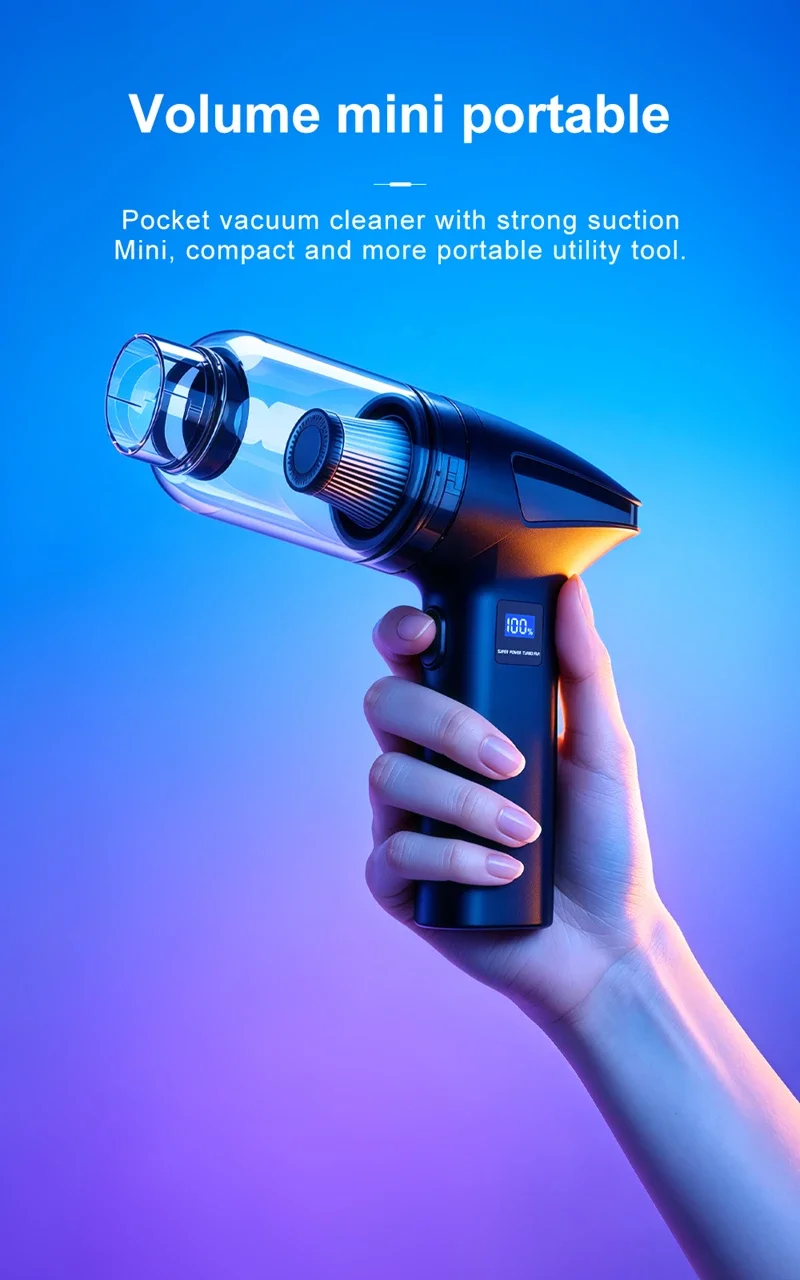 Cordless Handheld Vacuum Household Car Wet Dry Dust Buster USB Rechargeable Portable High-power Dual-use Vacuum Cleaner detail