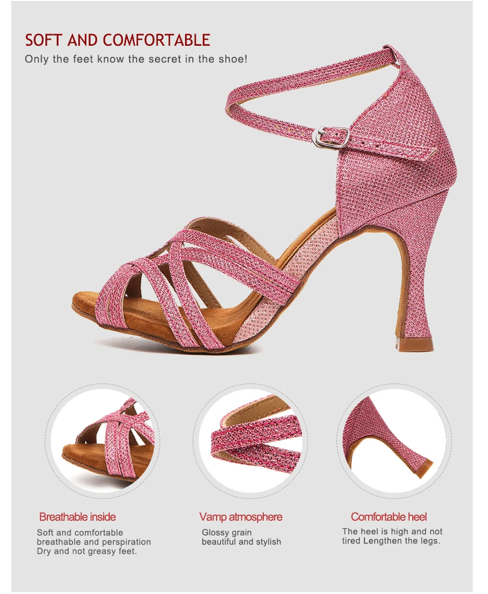 SWDZM Women Latin Dance Shoes High Heels Ballroom Tango Dancing Boots Open Toes Soft Soles Party/Casual Dance Shoes Sandals detail