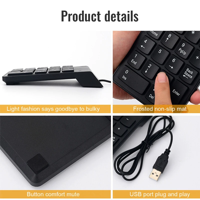 Universal USB Wired Keyboard Mini 18 Keys Digital Number Keypad for Laptop Desktop PC Computer Numpad product view