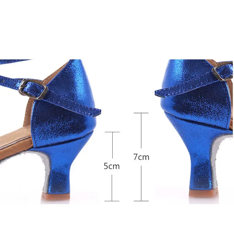 Adult Ladies Women Latin/Salsa/Tango Dance Shoes Closed Toe Glitter Blue/Black Ballroom Dance Shoes High Heels 5/7cm Party Shoes product view