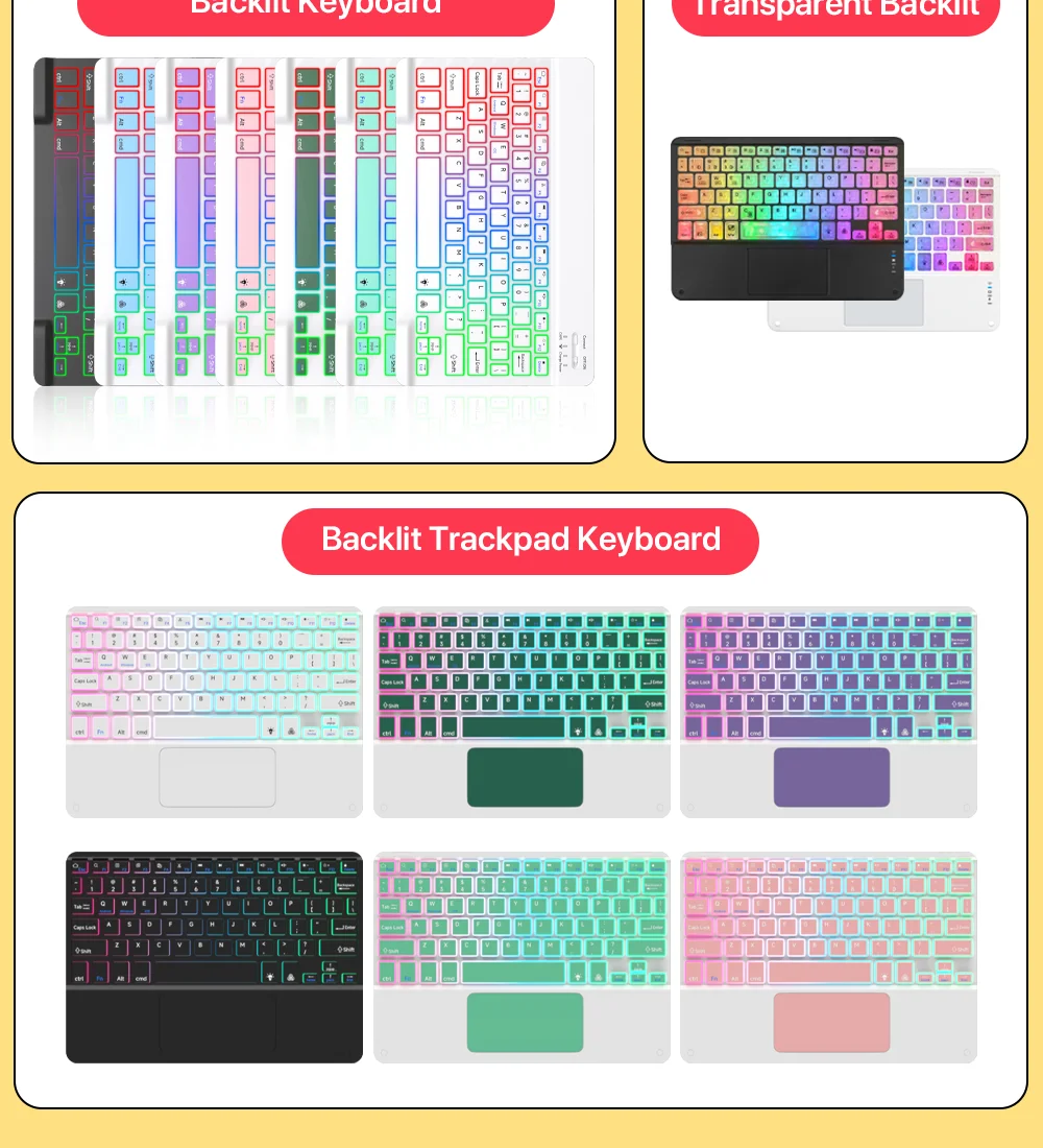 Rechargeable Wireless Backlit Keyboard And Mouse For iOS Android Windows System Backlight And Bluetooth For Smart Phone Pad detail