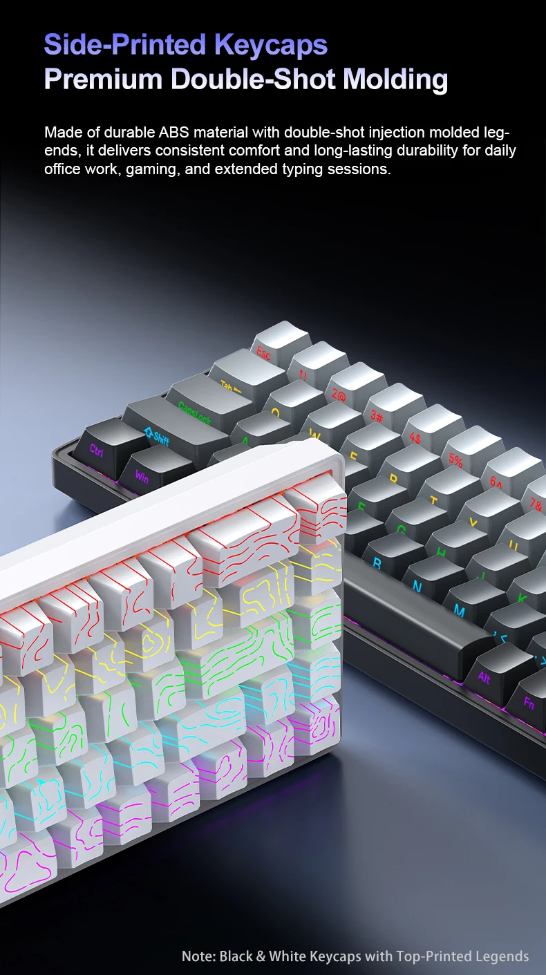 APAYADO A68 Wired Mechanical Keyboard Compact Layout Hot Swappable Blue/Red Switches RGB Backlight Full Key Rollover Type-C detail
