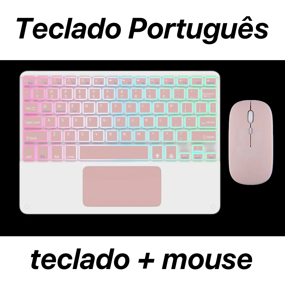 Rechargeable Wireless Backlit Keyboard And Mouse For iOS Android Windows System Backlight And Bluetooth For Smart Phone Pad product view