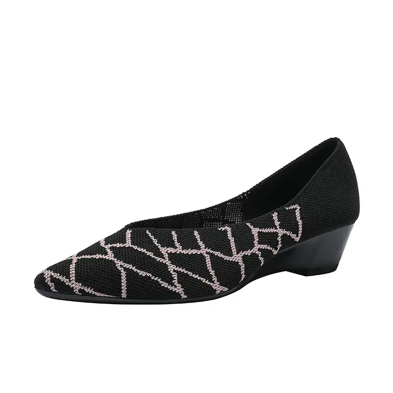 Slope heeled women's shoes fly woven casual single shoes product view