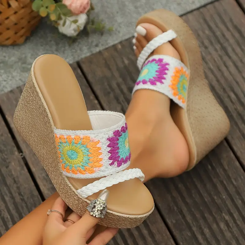 2025 Hot selling NEW Casual Fashionable Slope Heel Large Size Women's Slippers Hot Sale Of The Season Trendy Ladies product view