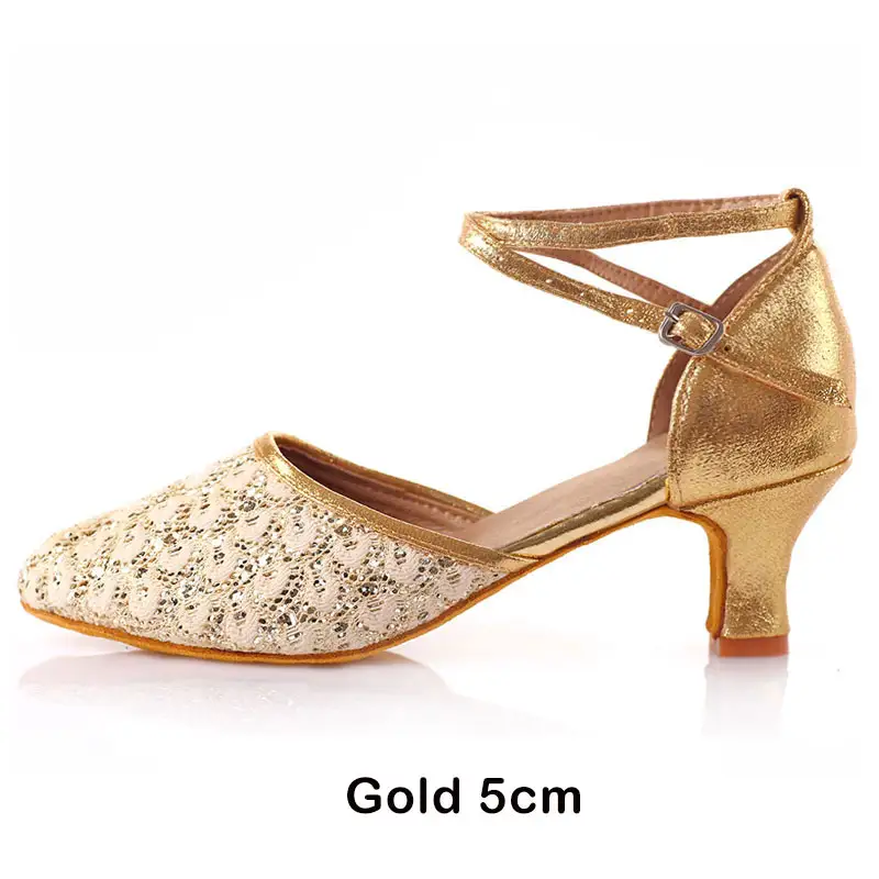 Adult Ladies Women Latin/Salsa/Tango Dance Shoes Closed Toe Glitter Blue/Black Ballroom Dance Shoes High Heels 5/7cm Party Shoes product view