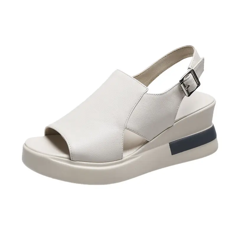 Comfortable Fashion Muffin Thick Bottom Slope Heel Women's Sandals Back Empty Snap Sandals Large Size Light Sandals 2023 product view
