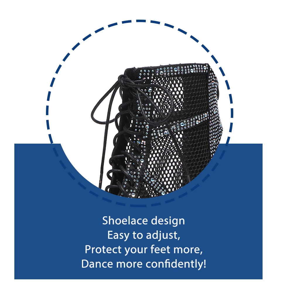 SWDZM Shiny Women Dance Boots Latin Jazz Dance Shoes Full Rhinestone Dancing Boots Customizable Heels Women Ladies Dancing Shoes detail