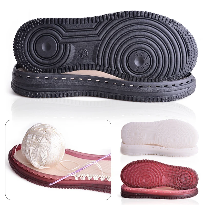 Anti-slip Shoe Patch Durable Repair Replacement For Boot Shoes Diy Hand Knitting Soft Rubber Soles Hand-woven Hook Line Soles detail