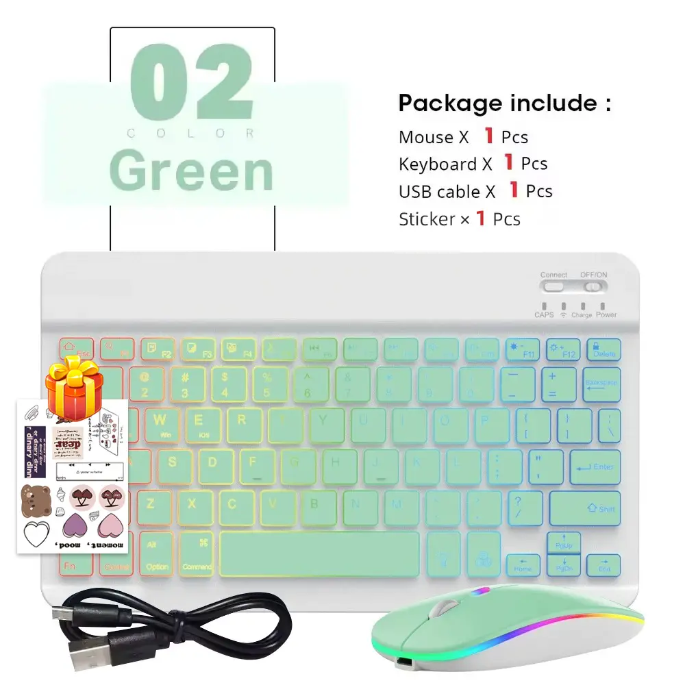 READ YYEAH RGB Backlit Bluetooth Keyboard Mouse Combo Multi-language Rechargeable Wireless Keyboard for Tablet Laptop PC Gaming product view
