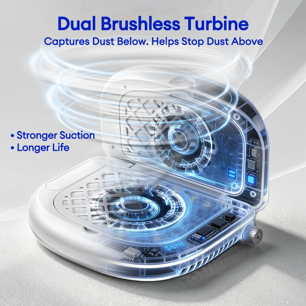Foldable Nail Dust Collector Dual-Turbine Speed Adjustable Manicure Nail Vacuum Cleaner 90° Dual-Sided Dust Collection Nail Tool detail