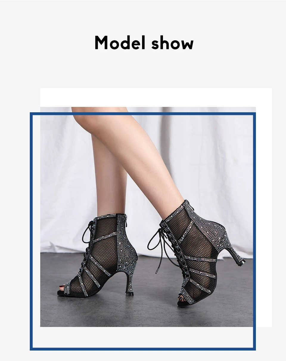 SWDZM Shiny Women Dance Boots Latin Jazz Dance Shoes Full Rhinestone Dancing Boots Customizable Heels Women Ladies Dancing Shoes detail