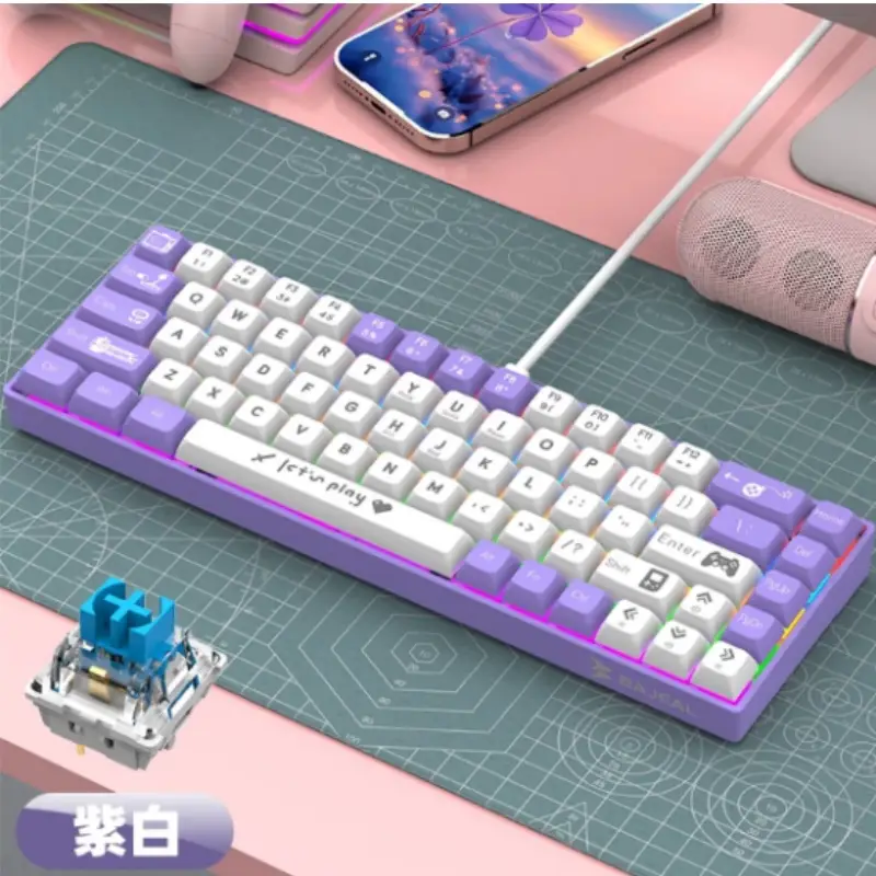 BAJEAl BJ68 Wired Mechanical Keyboard 68 Keys RGB Adjustable Gaming Keyboard Hot Swappable for Desktop Computer product view