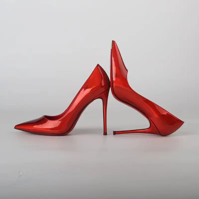New Style Yellow Patent Leather High Heels With Slim Heels, Sexy Temperament, Pointed French Single Shoes for Women product view
