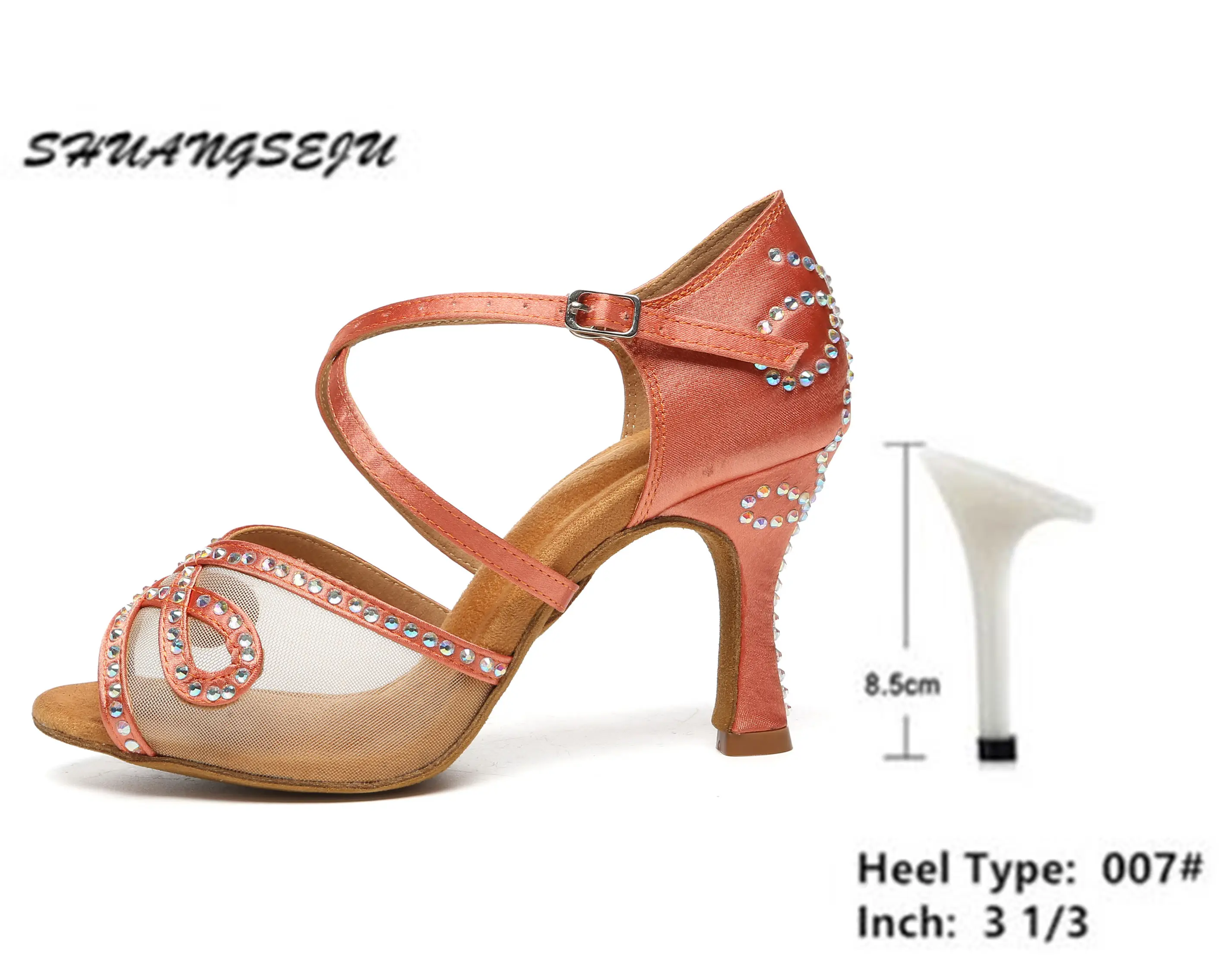 SHUANGSEJU New adult Latin dance Shoes Women Salsa Fashion shiny glass slipper Bachata performance shoes Black Everything 6-10cm product view