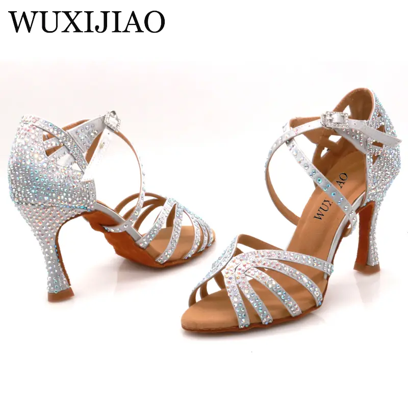 WUXIJIAO Jazz Shoes Latin Dance Shoes Female Latin Salsa Girl Casual Shoes Silver Bronze Skin product view