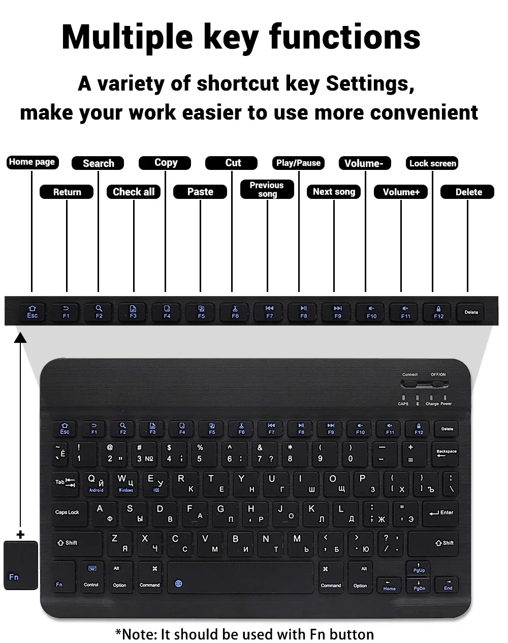 New Slim 7 Color Backlit Bluetooth Keyboard Mouse ComboRechargeable MultiLanguage for Tablet Phone detail