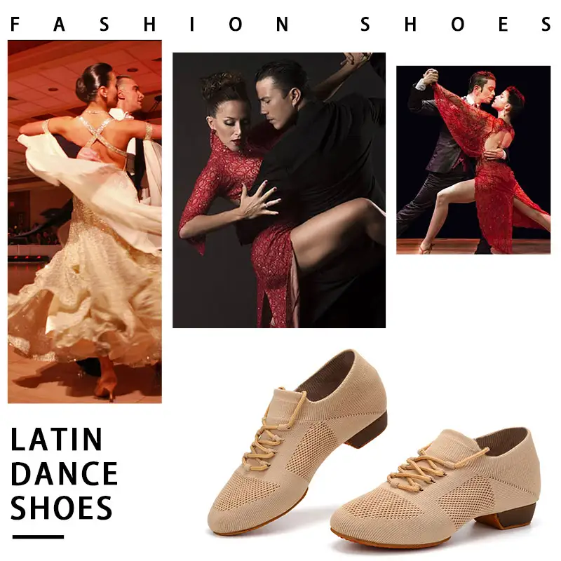 Women Dance Shoes Knitted Teacher Shoes Soft sole Low Heel Latin Training Shoes Ballet Dance Shoes Jazz Ballroom Sneakers Girls product view
