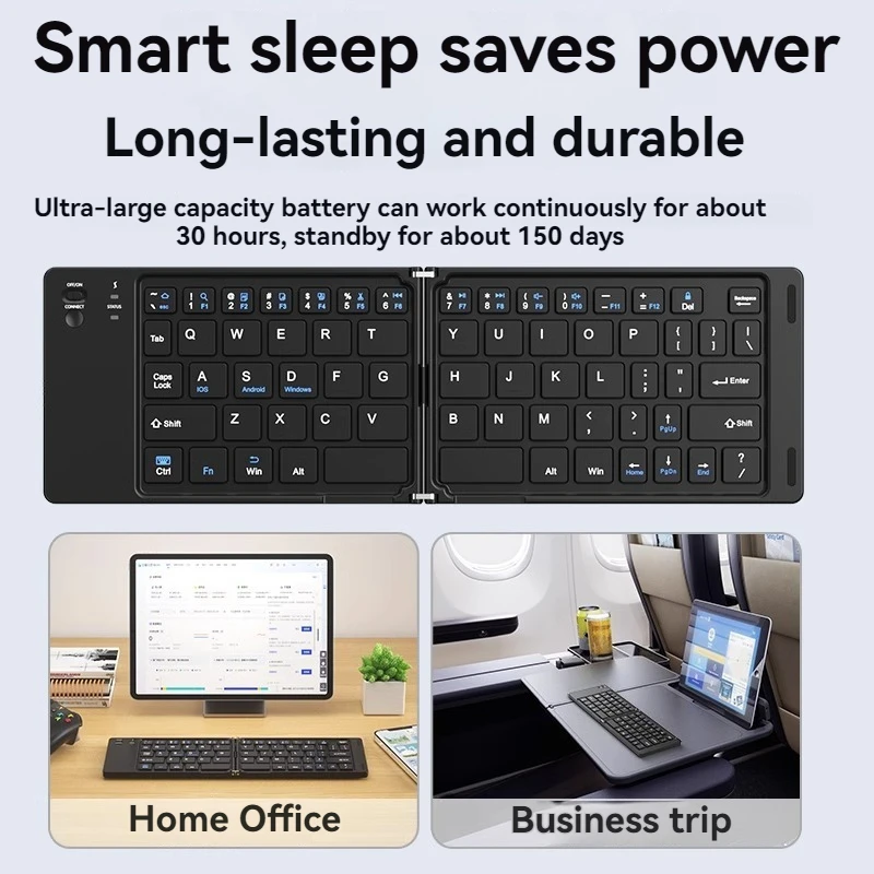 New Foldable Wireless Keyboard Slim Portable Bluetooth Keyboard Rechargeable Folding Keyboard for IOS Windows Android For Ipad product view