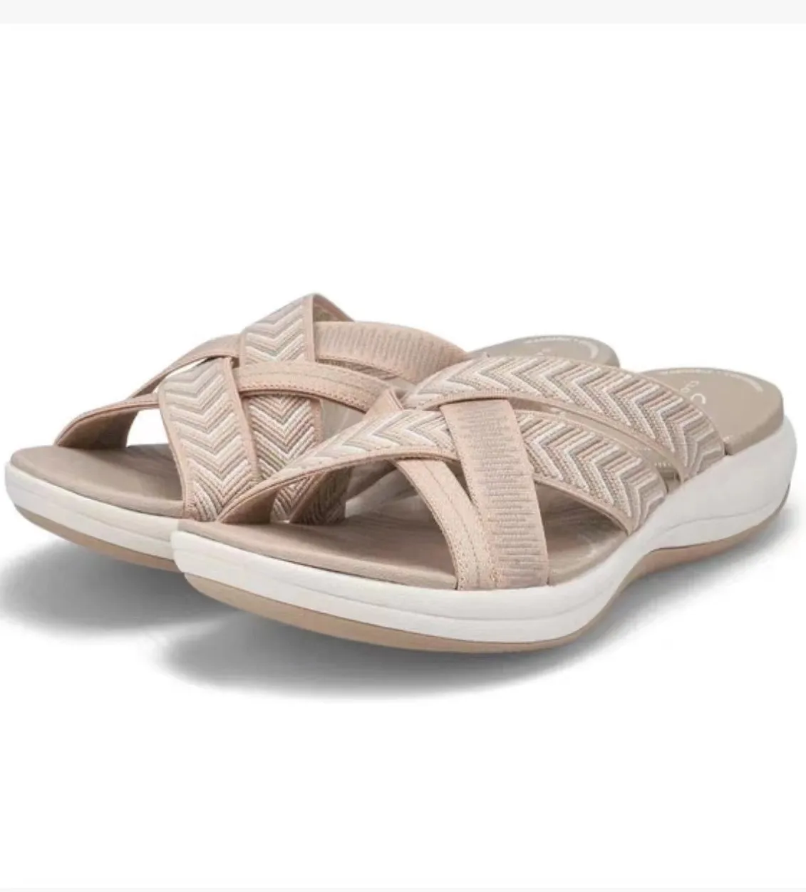 Summer Outdoor Women Wedge Sandals Open Toe Thick Sole Fashion Slope Heel Cross Slippers Beach Comfortable Women's Casual Slides detail