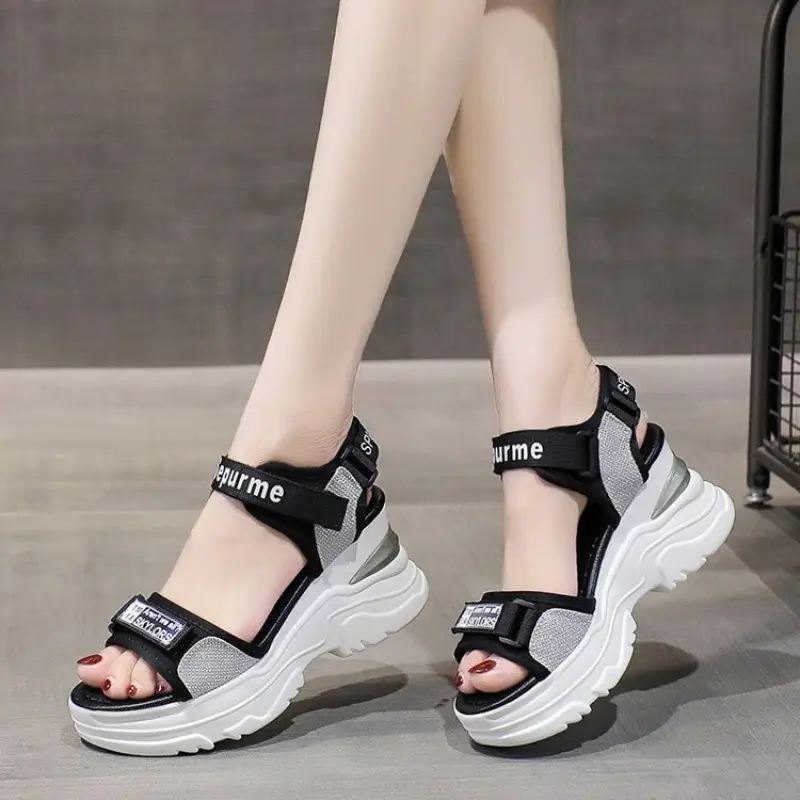 New Summer Ladies Sandals Platform Wedge Heels Shoes Casual Beach Heightening Slope with Women's Sports High Heels Sandals Girl