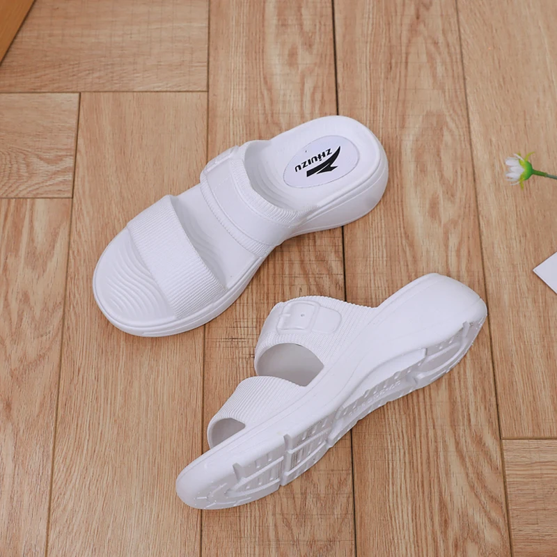 Smart Foot Thick Heel Sandals Fashion Slope Heel Summer New Indoor Anti-Slip Heightening Beach Cool Sandals Casual Style Holl... detail
