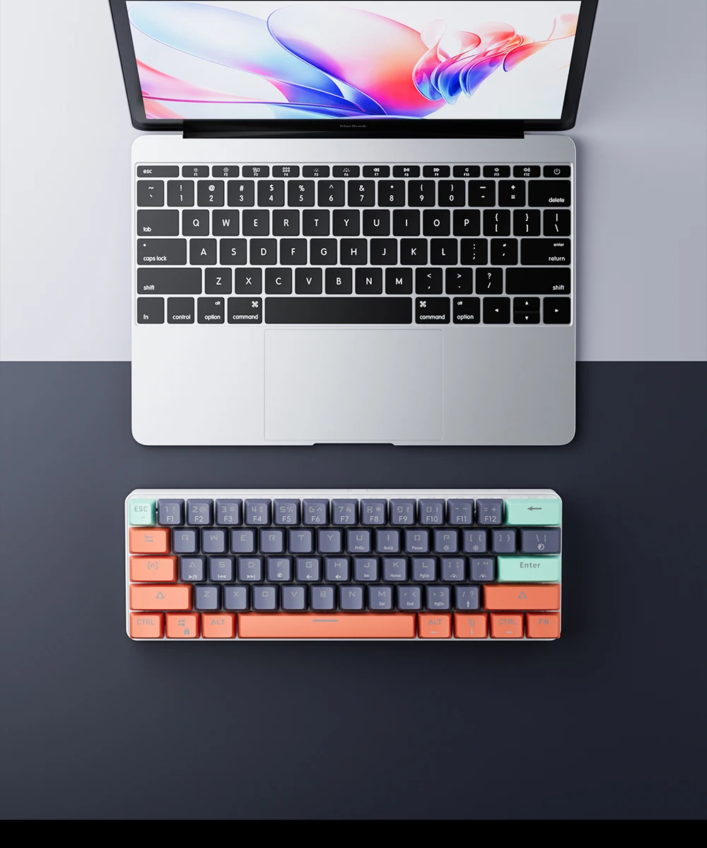MUCAI 61 key USB hot swappable esports mechanical keyboard game red axis LED cool light effect compact and practical detail