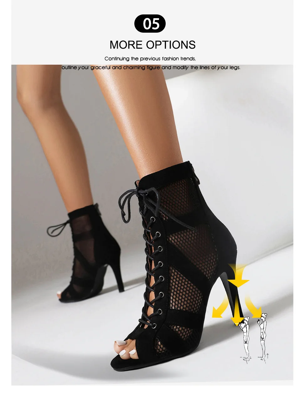 Girls Latin Dance Shoes Women Modern Dance Salsa High-Top Sandals Dance Hall Shoes Ladies Fashion Sexy High-Heeled Suede Boots detail