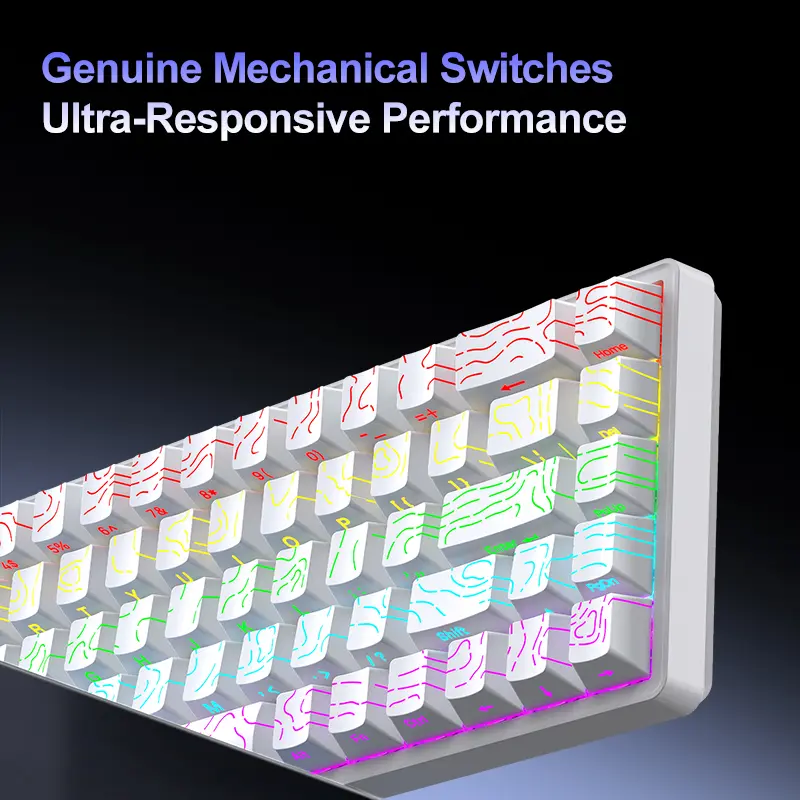 APAYADO A68 Wired Mechanical Keyboard Compact Layout Hot Swappable Blue/Red Switches RGB Backlight Full Key Rollover Type-C product view