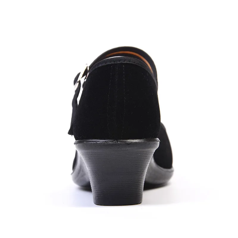 Beijing Ladies Black High Heel Slope Heel Polyurethane Dance Shoes Work Shoes Hotel Protocol Shoes Square Dance Shoes detail
