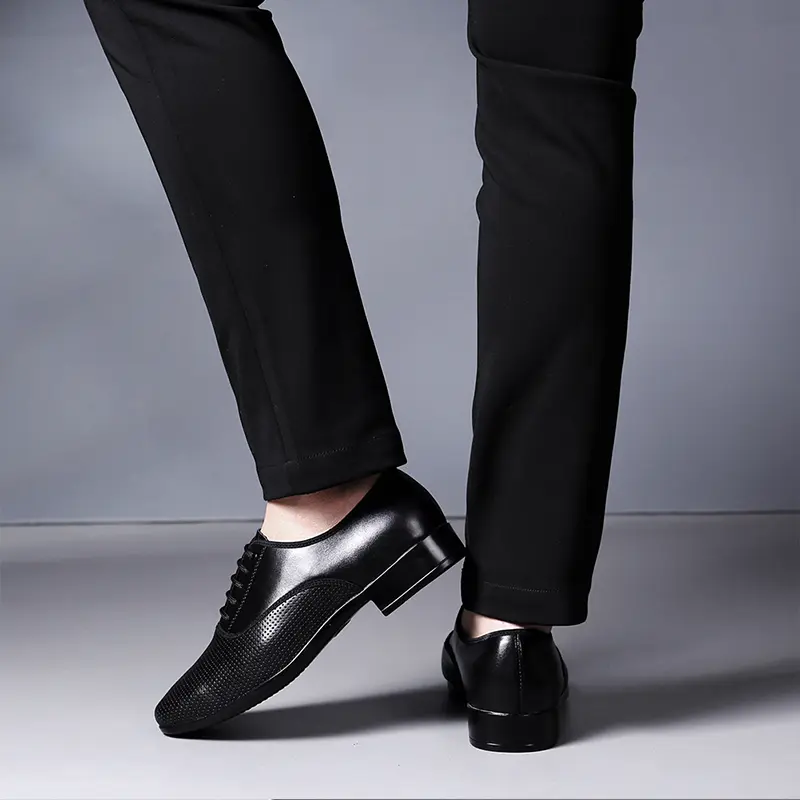 HROYL Ballroom Dance Shoes Genuine Leather Latin Dance Shoes Man Sneakers Jazz Bigger Size Breathable Waltz Salsa Dancing Shoes product view