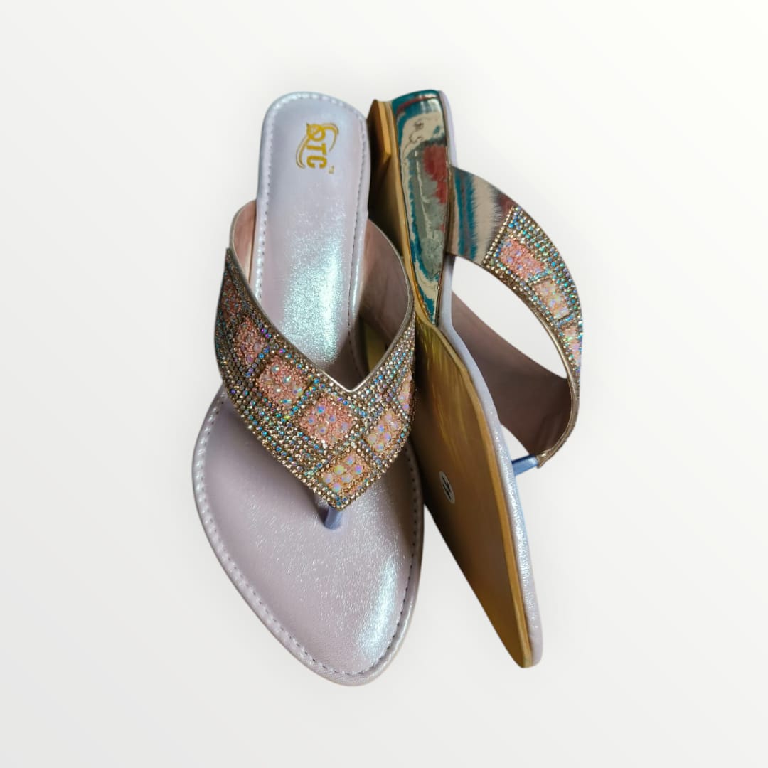 Womens peach Work Toe Ring Sandals detail