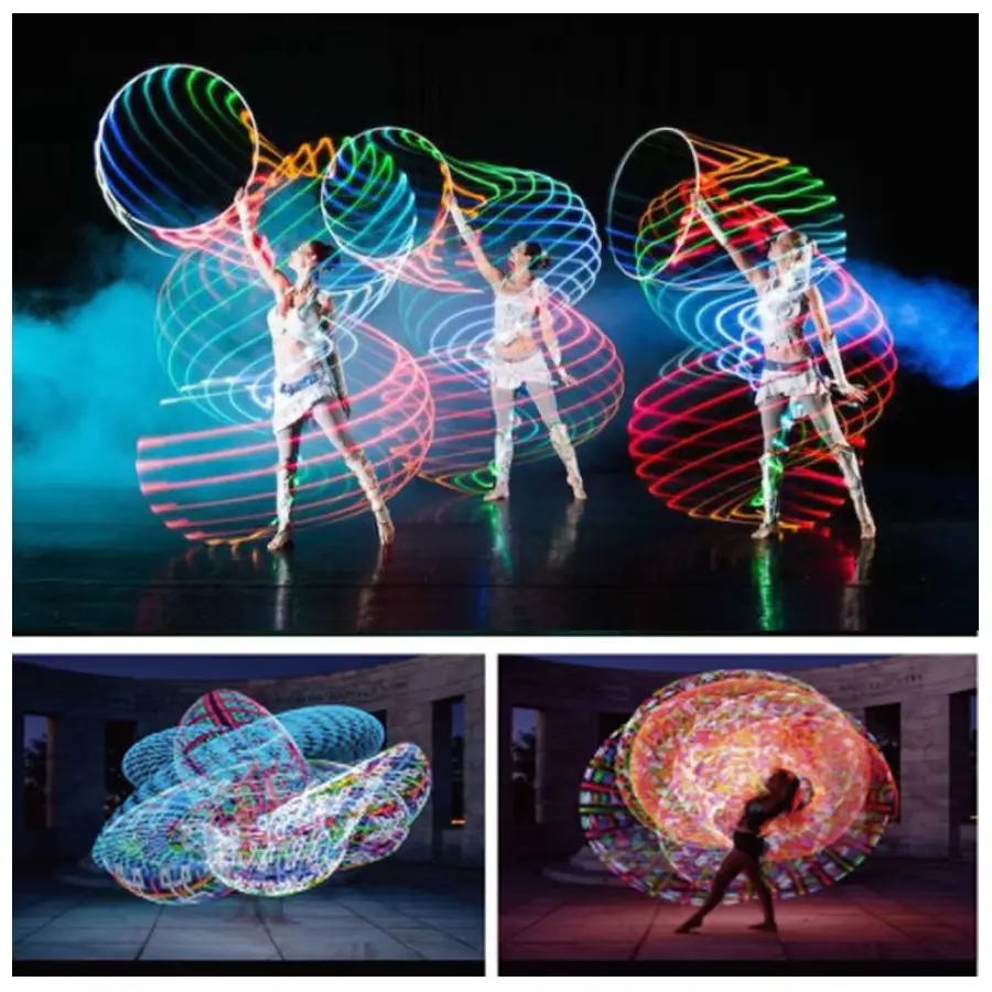 60708090cm LED Colorful Sports Hoops Lose Weight Fitness Circle Art Show Yoga Home Gym Workout Equipment for Women Kids Gift product view