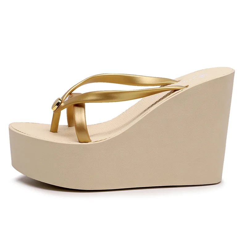 Sexy Slippers for Women in Summer High Slope Heel Shoes 11cm Thick Bottom Nonslip Womens Sandals Beach Slippers Wedge Sandals detail