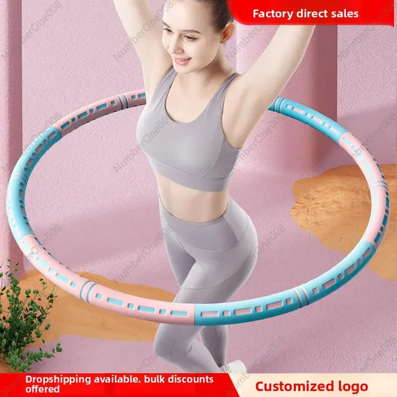 Stainless Steel Weighted Hula Hoop, 6-Section Detachable Fitness Hoop for Adults, Abdominal Waist Trimmer for Home Workout