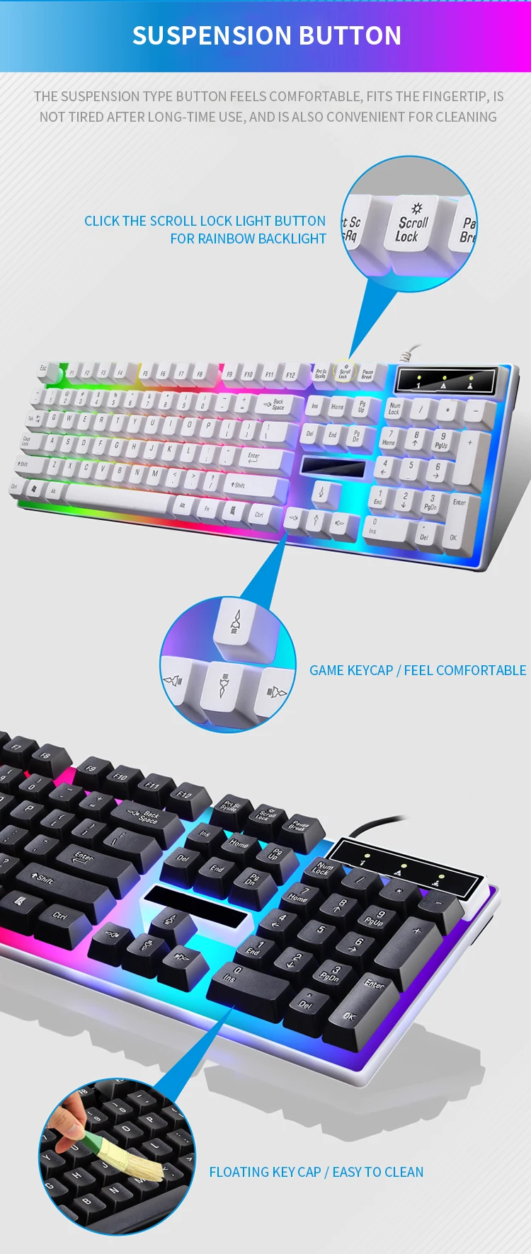 RGB Gaming Keyboard Gamer Keyboard And Mouse Kit Wired Mechanical Keyboard Gaming Keyboard And Mouse Combo For PC Gamers detail