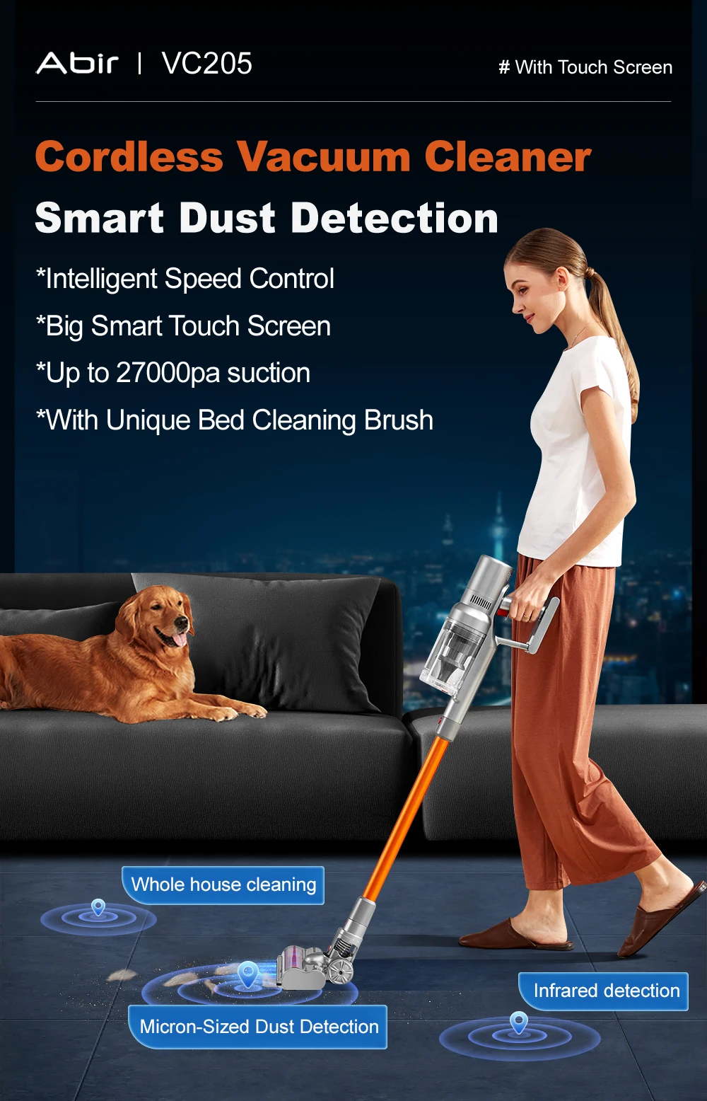 Wireless Handheld Vacuum Cleaner VC20527000PA SuctionSmart Dust SensorTouch ScreenPortable Stick Cordless Vacuum for Home detail