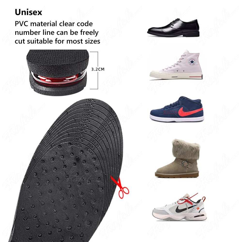 Insoles For Shoes Height Increase Insole Cushion 39cm Height Lift Adjustable Cut Shoe Heel Insert Taller Women Men Unisex detail
