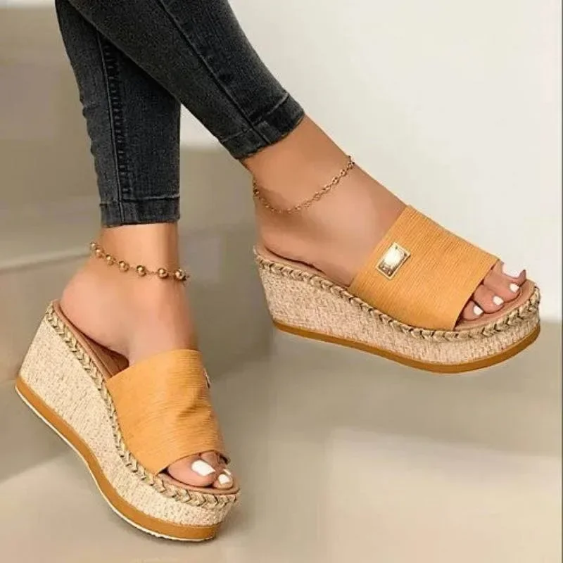 Womens High Heels Sandal Thick Bottom Casual Shoes Ladies Leisure Summer Wedges Sandals Woman Shoes Women Platform Mules Slipper detail