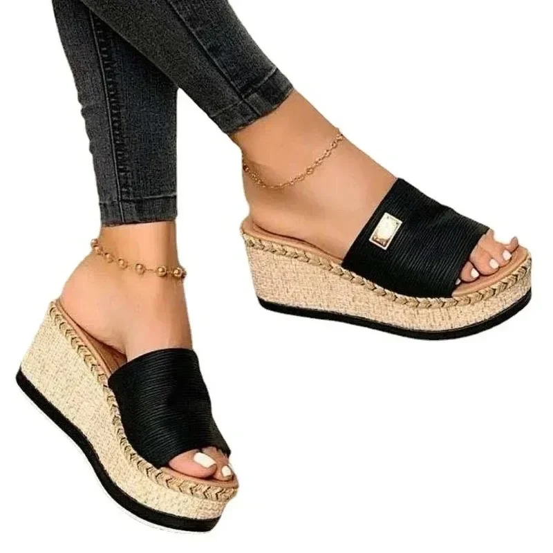 Womens High Heels Sandal Thick Bottom Casual Shoes Ladies Leisure Summer Wedges Sandals Woman Shoes Women Platform Mules Slipper detail