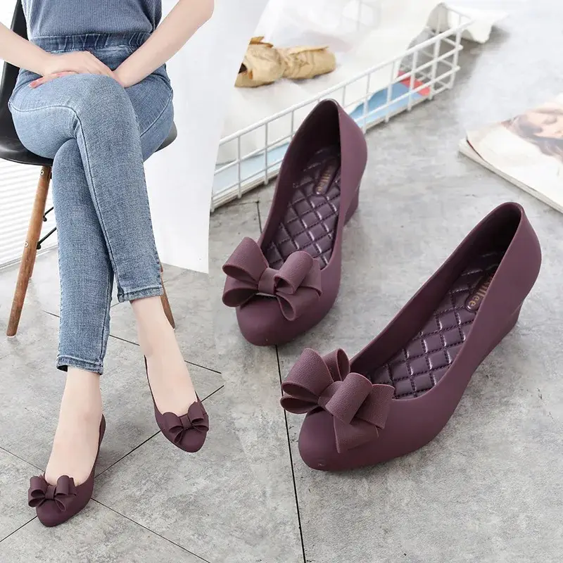 New Womens Fishmouth Matte Jelly Sandals PVC Material Waterproof Fashion Beach Shoes 5cm Heightening Slope Heel product view