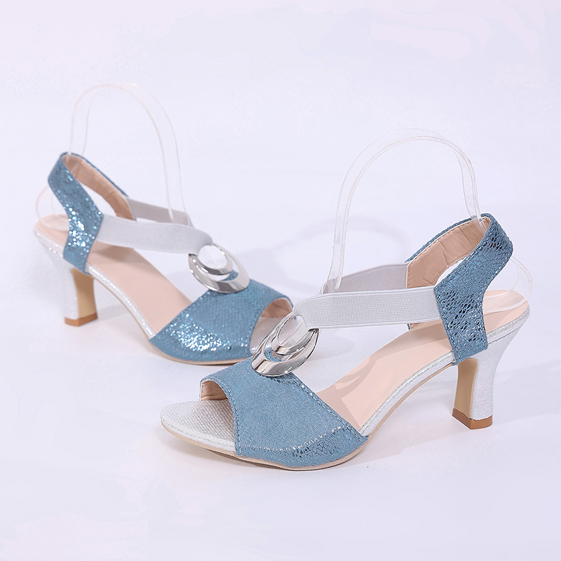 New Style Woman Shoes Sexy Luxury High Heels Sandals Ladies Shoes Water Drop Shoe Buckle PU Dshaped Slim Heel 65ccm JP034 detail
